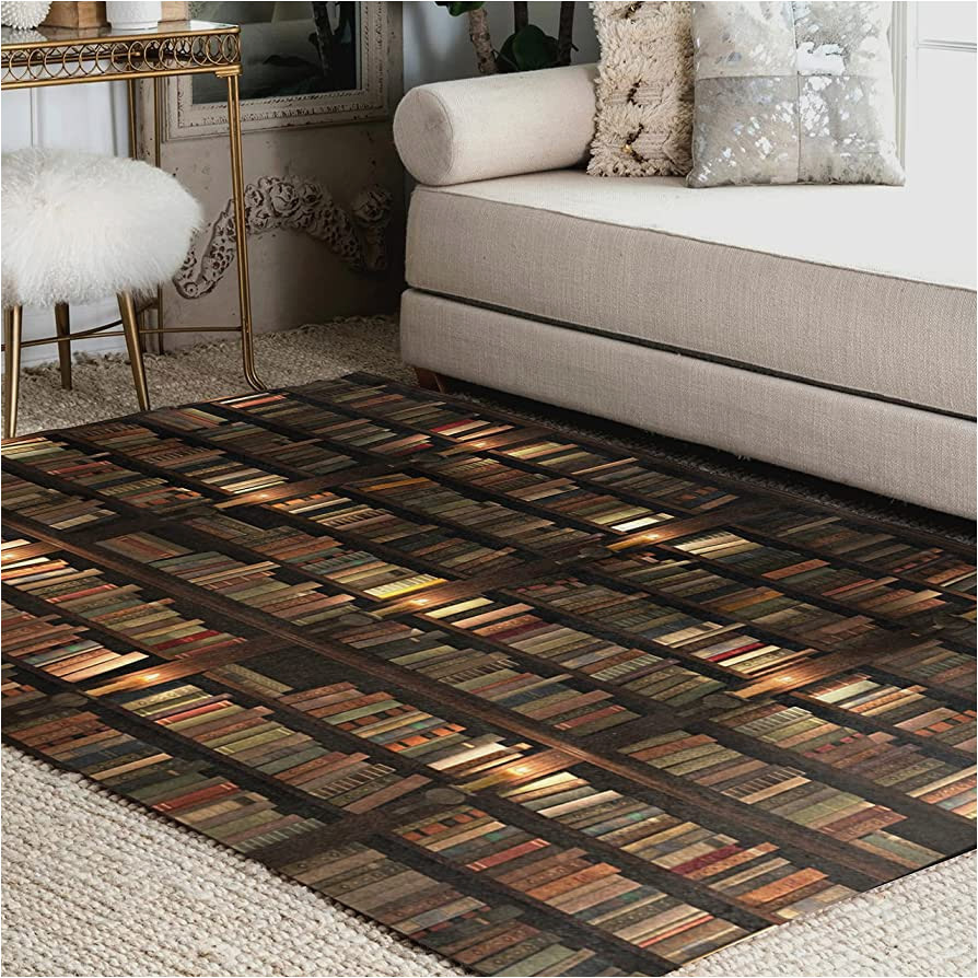 Menards area Rugs 5 X 7 Alaza Library Bookshelf Book Lover Bookworm area Rug Rugs for Living Room Bedroom 7′ X 5′