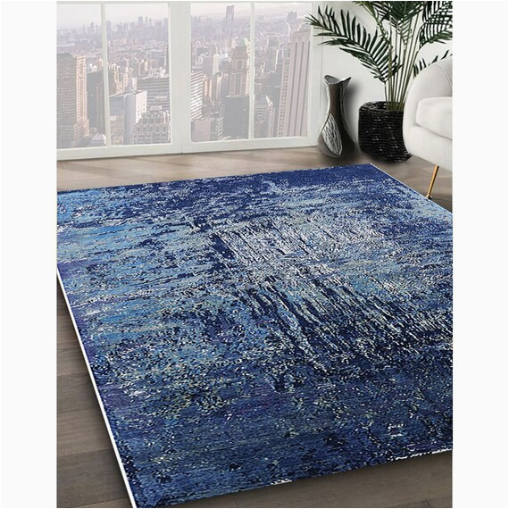 Navy Blue area Rugs Contemporary Industrial Modern Persian Blue Wool Polyester Handcrafted – Etsy.de