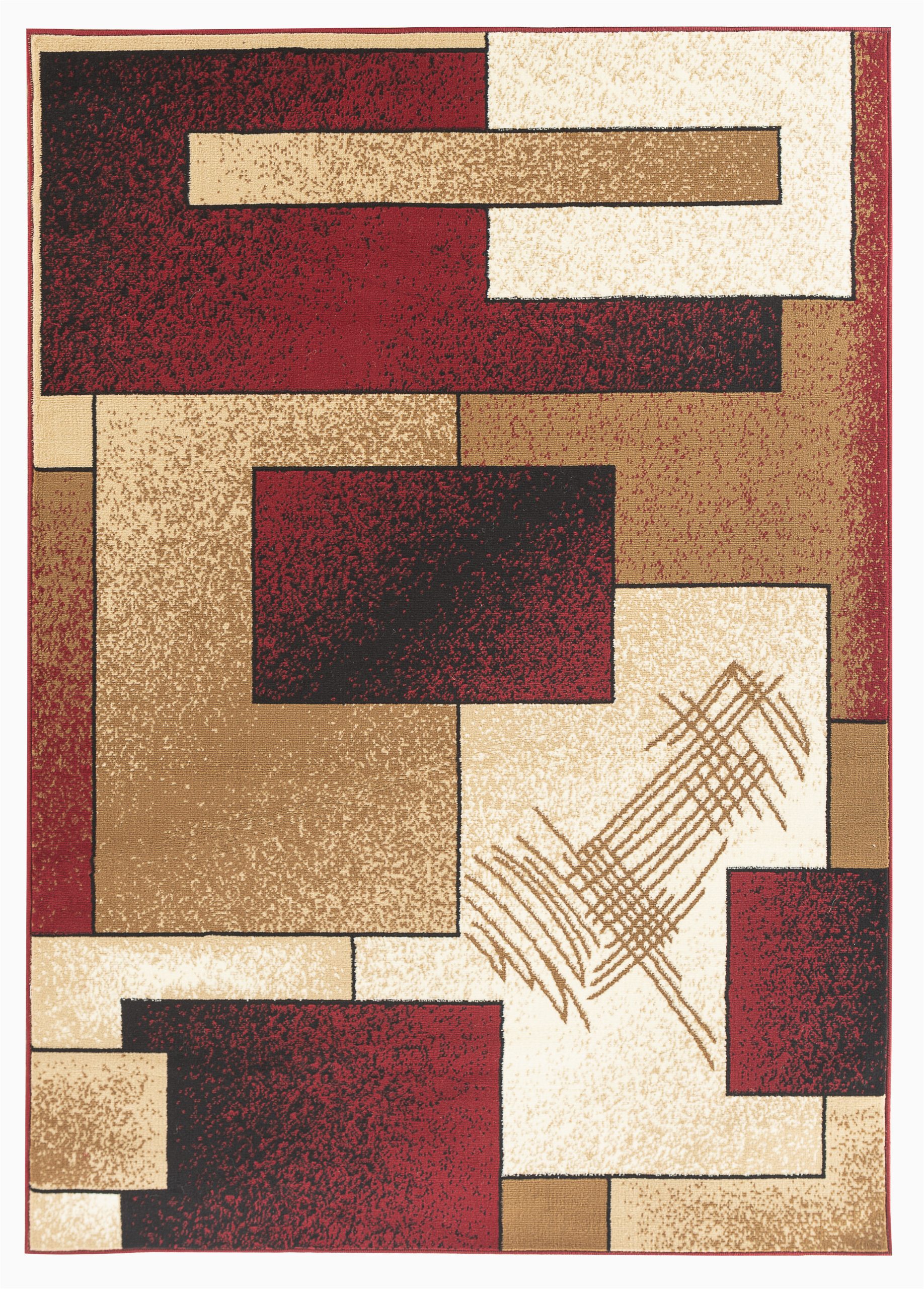 Red Brown Beige area Rug Rug and Decor Capri Collection Red Brown Beige Modern Boxes Rug