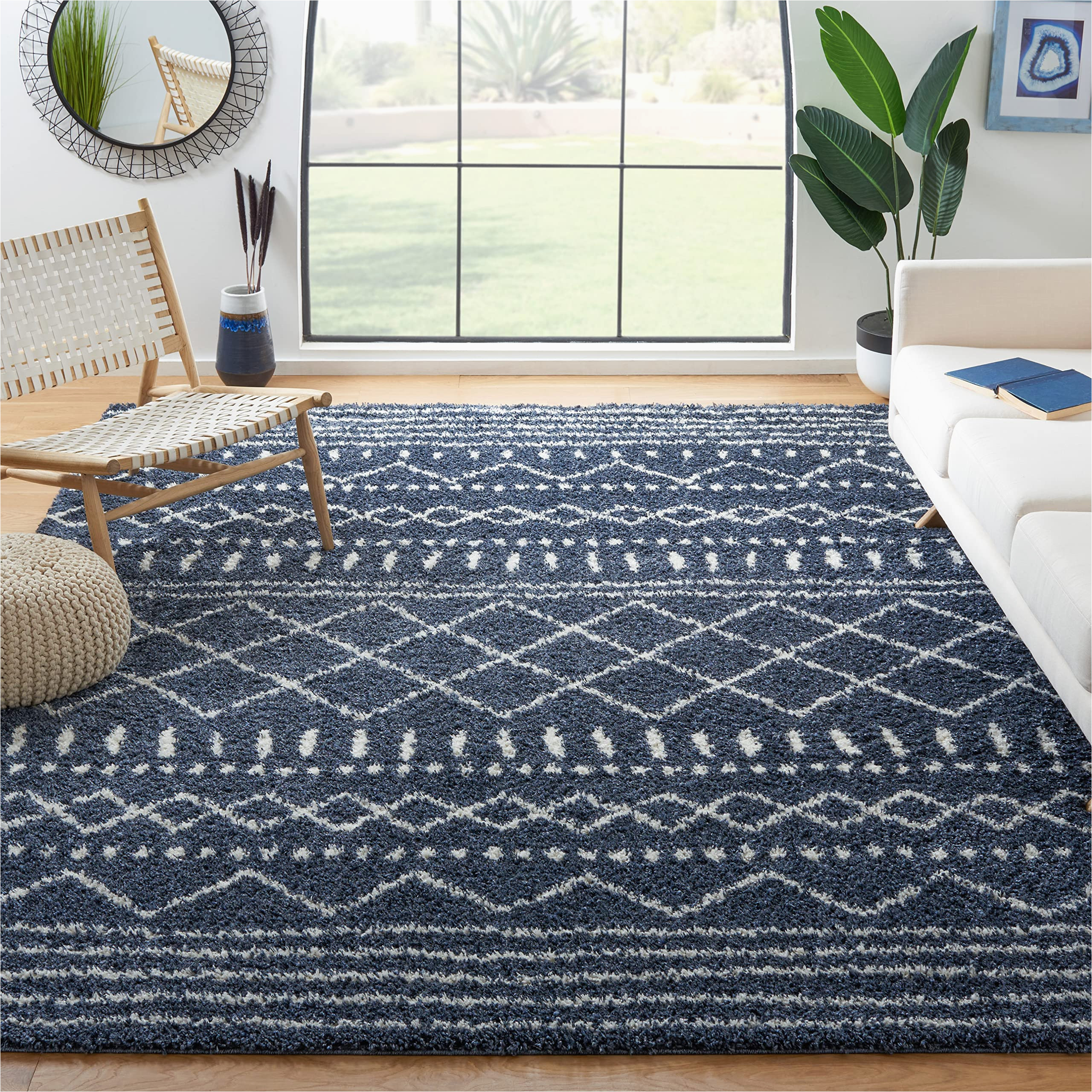 Slate Blue and Cream area Rugs Safavieh Arizona Shag Collection 8′ X 10′ Slate Blue/ivory asg741l Moroccan Non-shedding 1.6-inch Thick Living Room Dining Bedroom area Rug