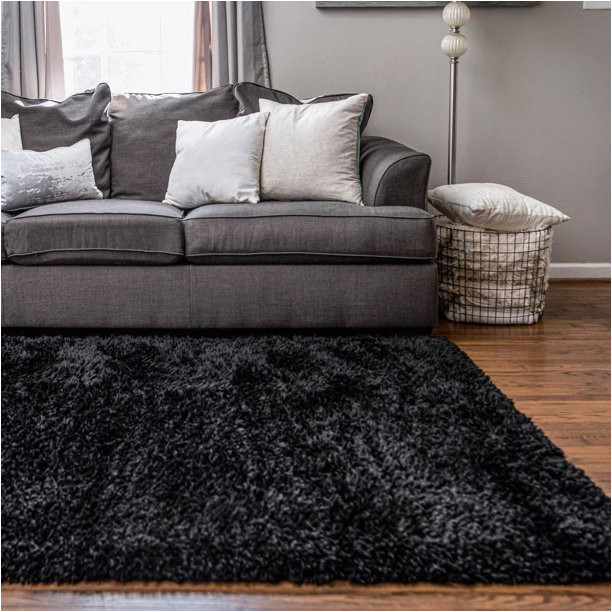 Solid Black area Rug 8×10 Infinity Collection solid Shag area Rug by Rugs.com âÃÃ¬ Black 8′ X 10′ High-pile Plush Shag Rug Perfect for Living Rooms, Bedrooms, Dining Rooms and …