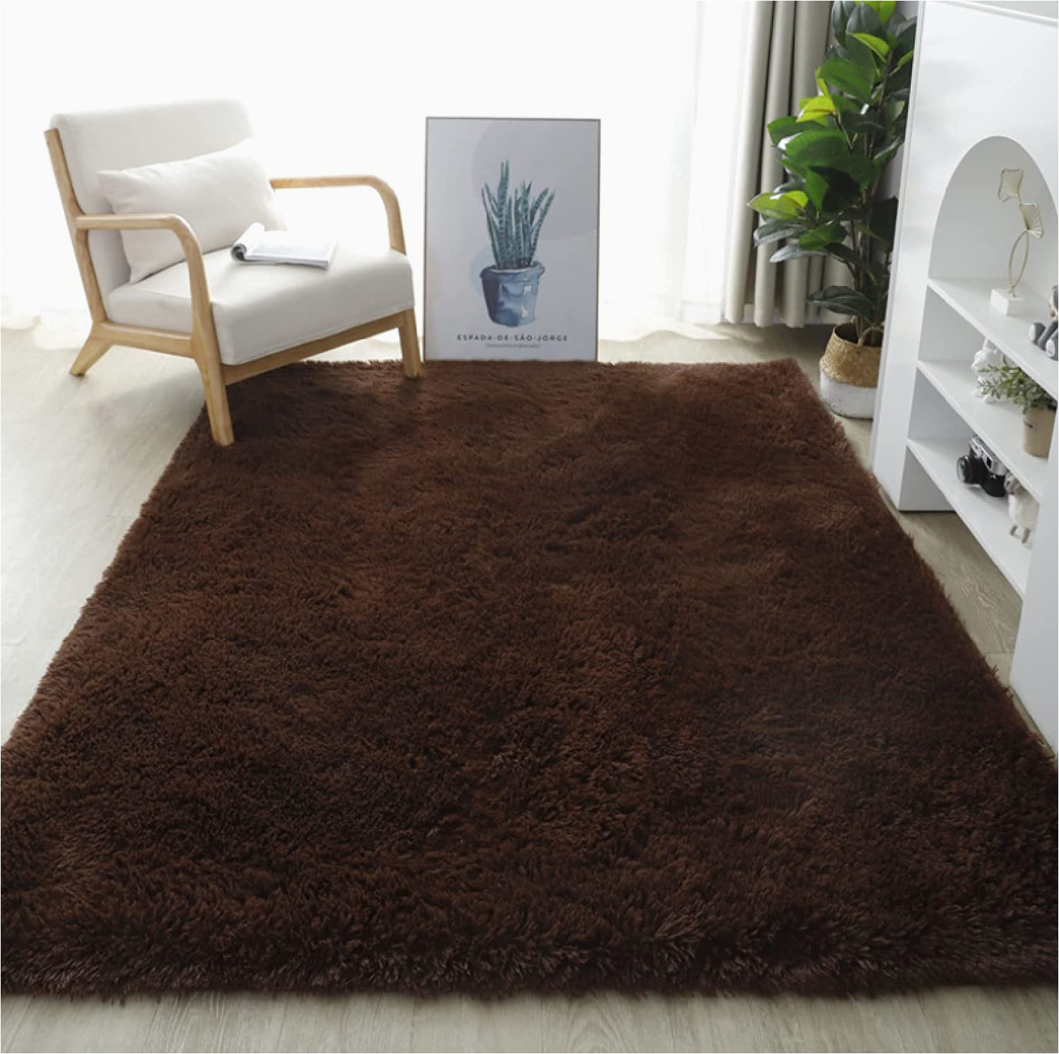 Solid Chocolate Brown area Rug soft 3d Dark Brown 27 Print Carpet Floor Large area Rug sofa Floor Non-slip Absorbent Mat for Entryway Bedroom Living Room sofa Home Decor Rugs