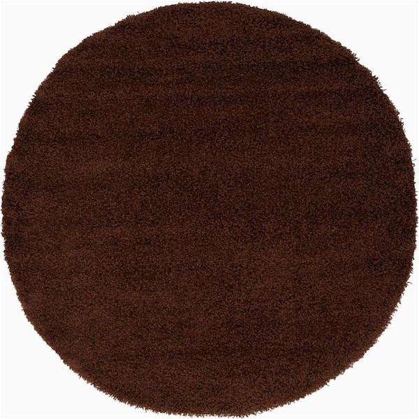 Solid Chocolate Brown area Rug Unique Loom solid Shag Chocolate Brown 6 Ft. Round area Rug …