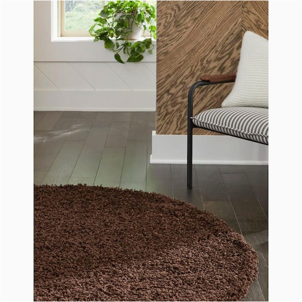 Solid Chocolate Brown area Rug Unique Loom solid Shag Chocolate Brown 6 Ft. Round area Rug …