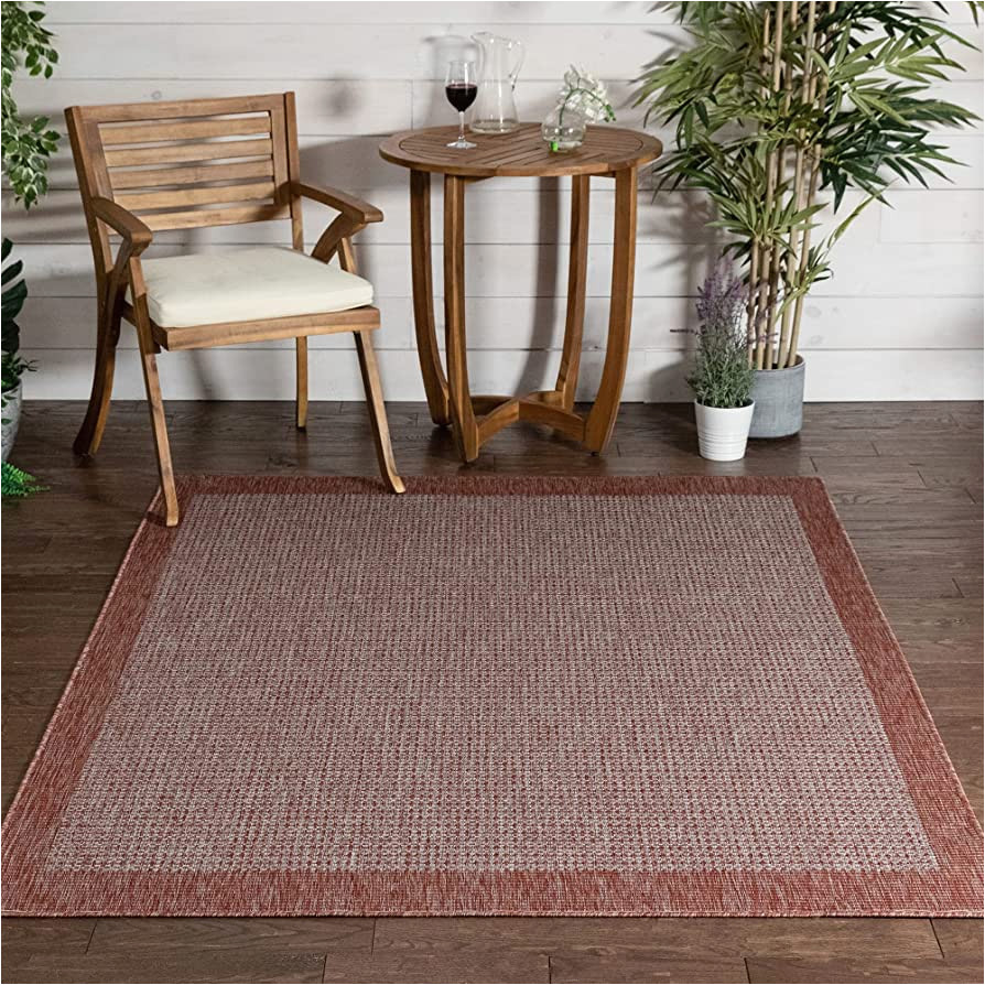 Solid Color area Rugs with Borders Amazon.com : Well Woven Woden Coral Pink Indoor/outdoor Flat Weave …