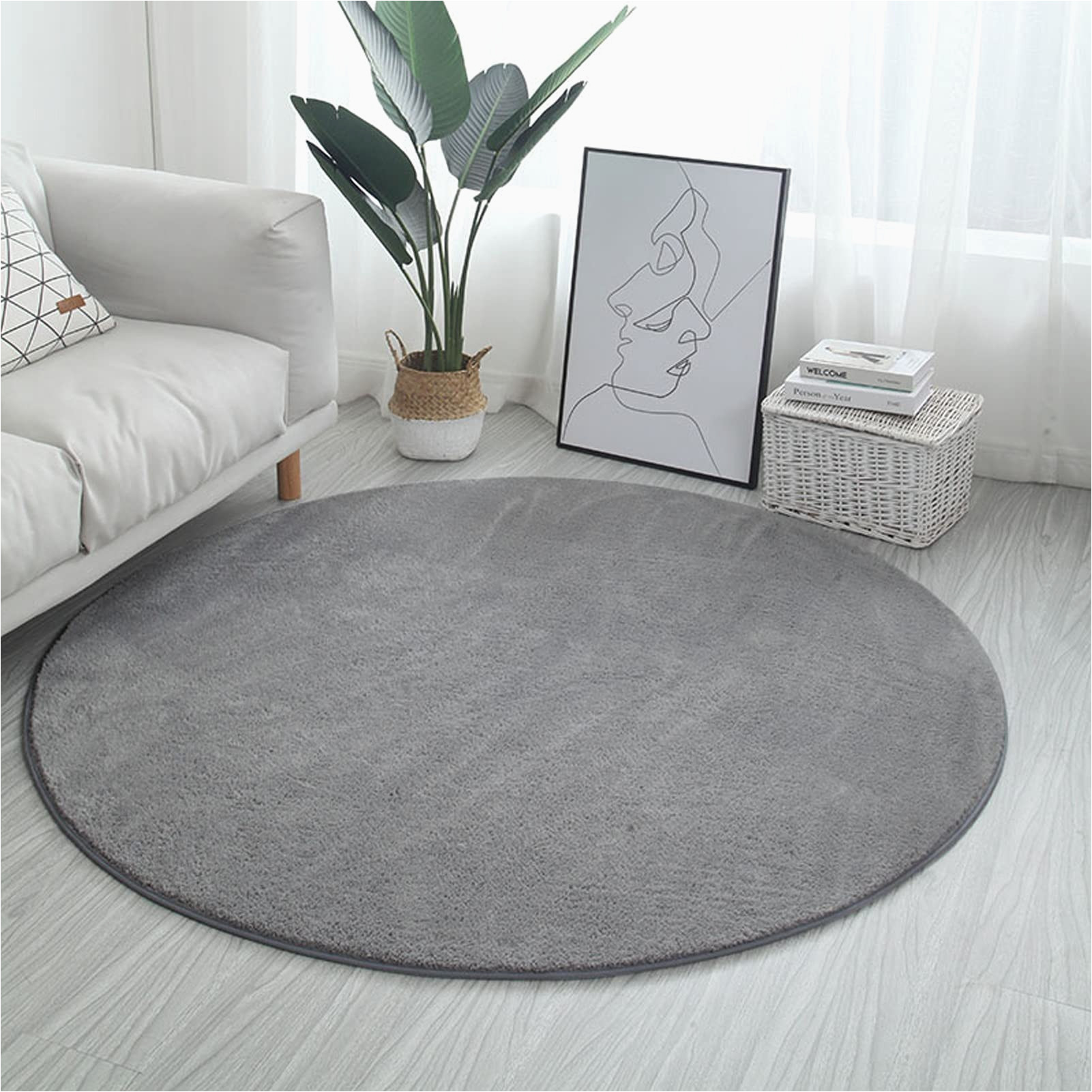 Stores to Buy area Rugs Contemporary area Rugs 80cm 100cm 120cm 140cm 160cm 180cm 200cm Round Carpet for Indoor Store Reading area Cloak Room Office Chair Mats (color : Light …