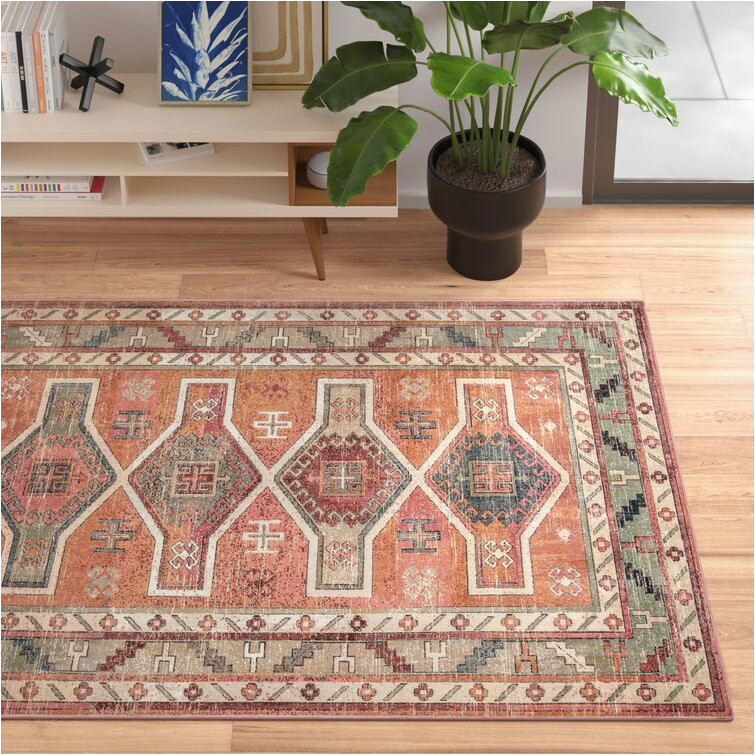 Vedika Blue orange area Rug Abilene southwestern orange area Rug