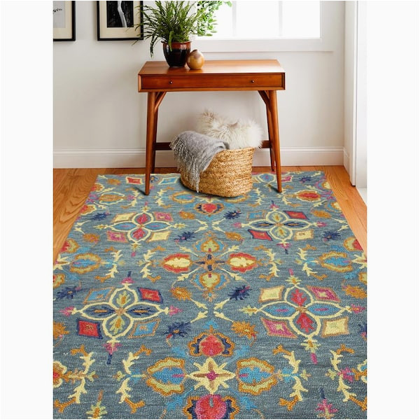 Zosia Hand Tufted Wool Ivory area Rug Bashian Valencia Slate 3 Ft. X 8 Ft. (2’6″ X 8′) Floral …