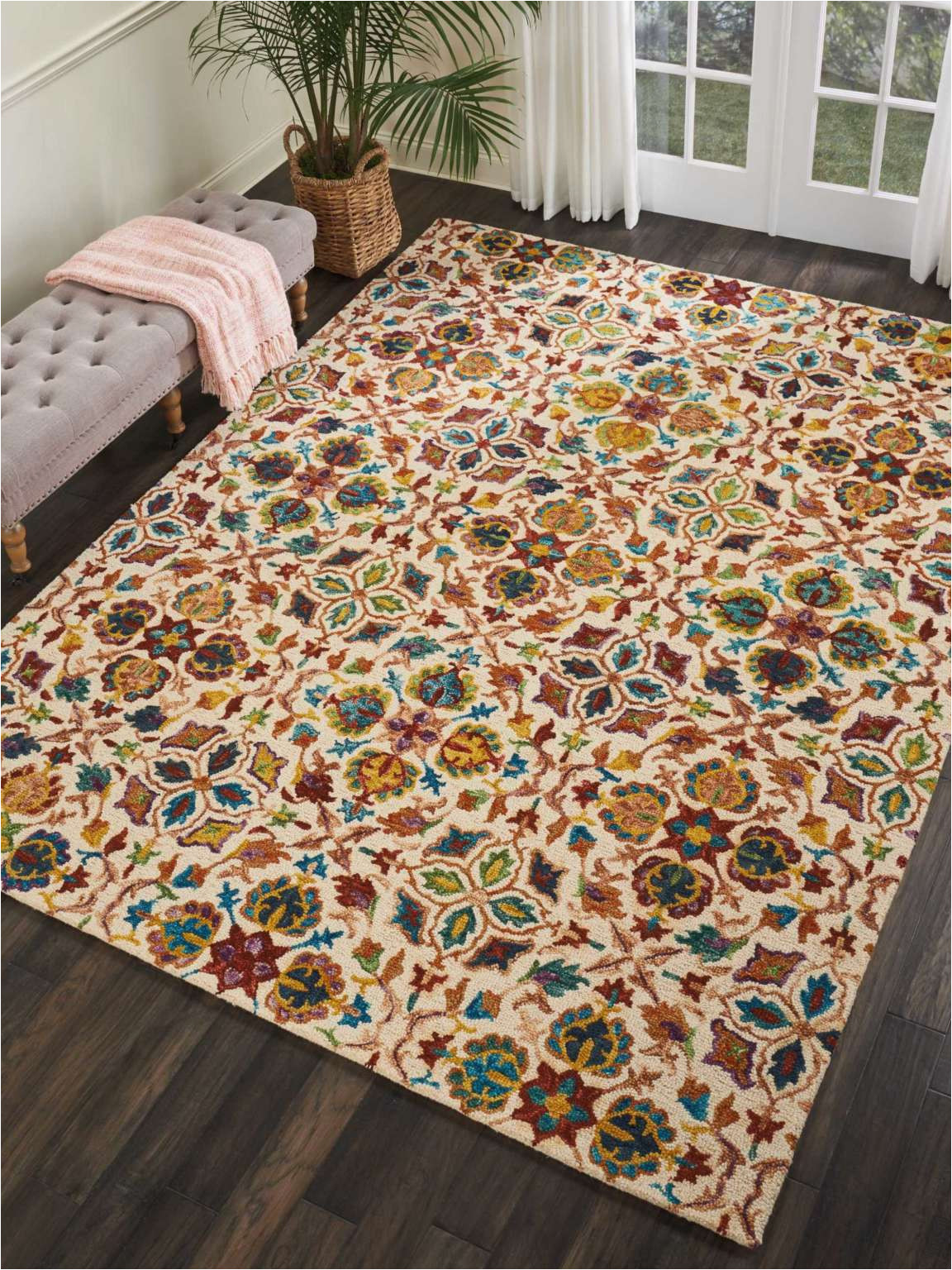 Zosia Hand Tufted Wool Ivory area Rug Vivid All-over Design Ivory area Rug â Homestitch