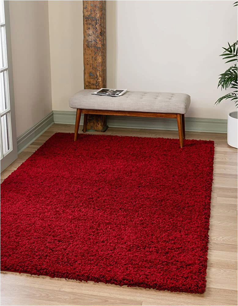 12 Foot by 12 Foot area Rugs Unique Loom solo solid Shag Collection area Modern Plush Rug Lush & soft, 9 Ft 0 X 12 Ft 0, Cherry Red