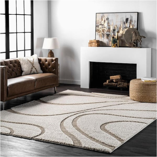 18 X 18 area Rug Nuloom Carolyn Contemporary Curves Shag Cream 12 Ft. X 18 Ft. area …