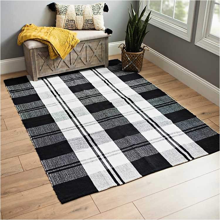 5×7 Black and White area Rugs Black and White Buffalo Check area Rug, 5×7