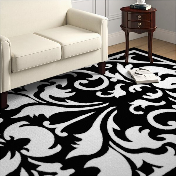 5×7 Black and White area Rugs Varnell Damask Black/white area Rug