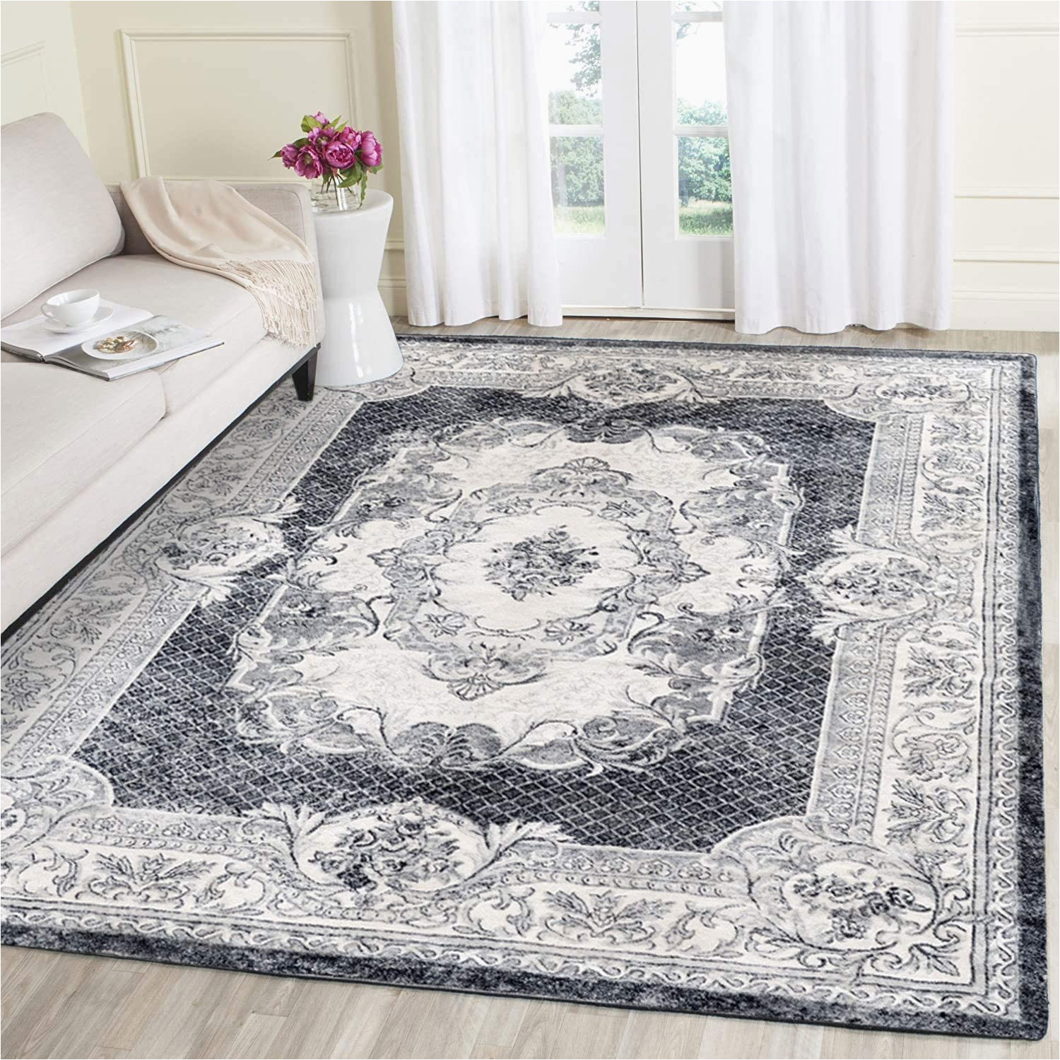 8×10 area Rugs Under 200 Rugs Living Room Modern Rugs Living Room Short Pile Rug Modern Design Rectangle for Living Room Dining Room Children’s Room Bedroom (grey, 200 X 200 …