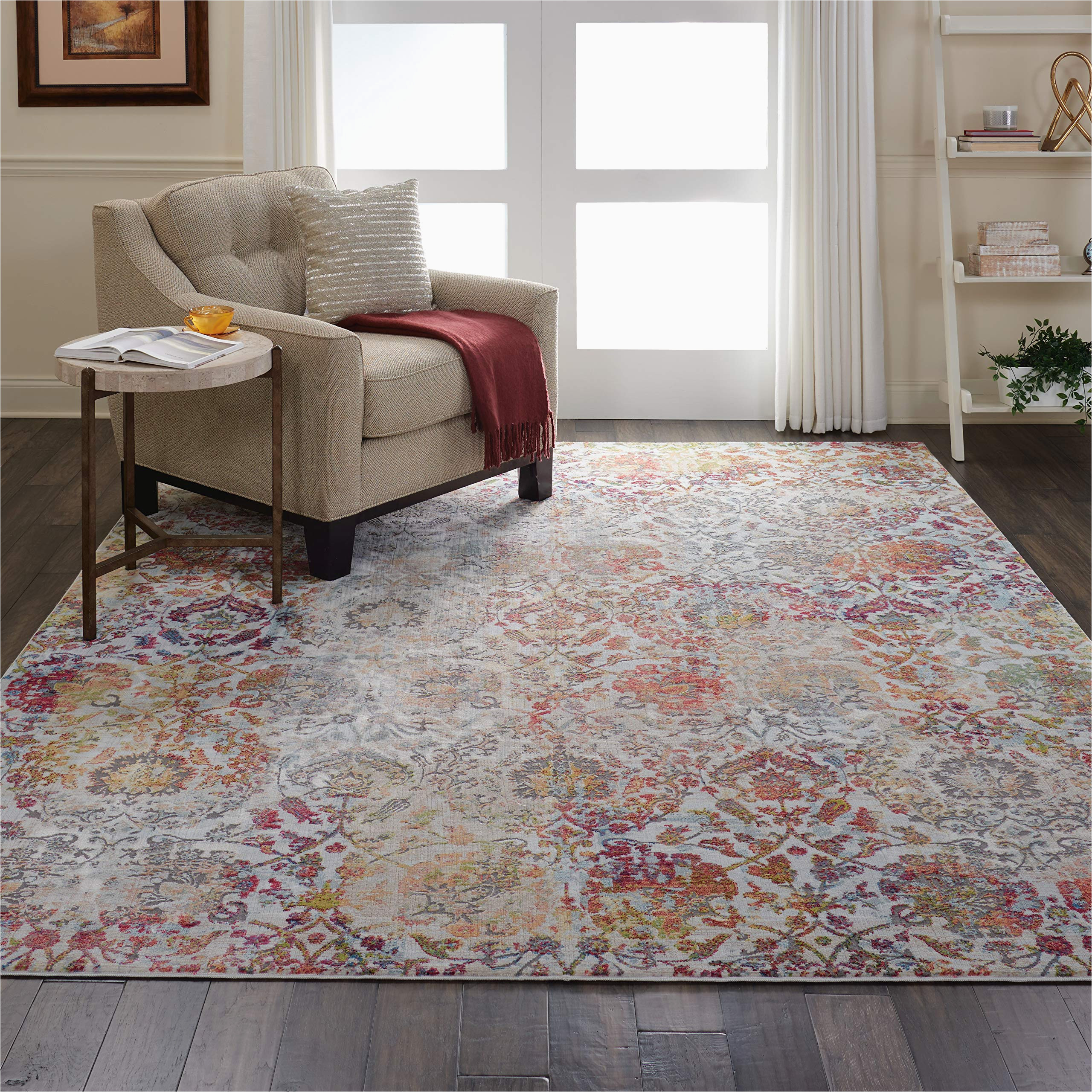 Balderas Gray Gold area Rug Amazon.com: Nourison Global Vintage Persian Ivory/orange 7’10” X 9 …