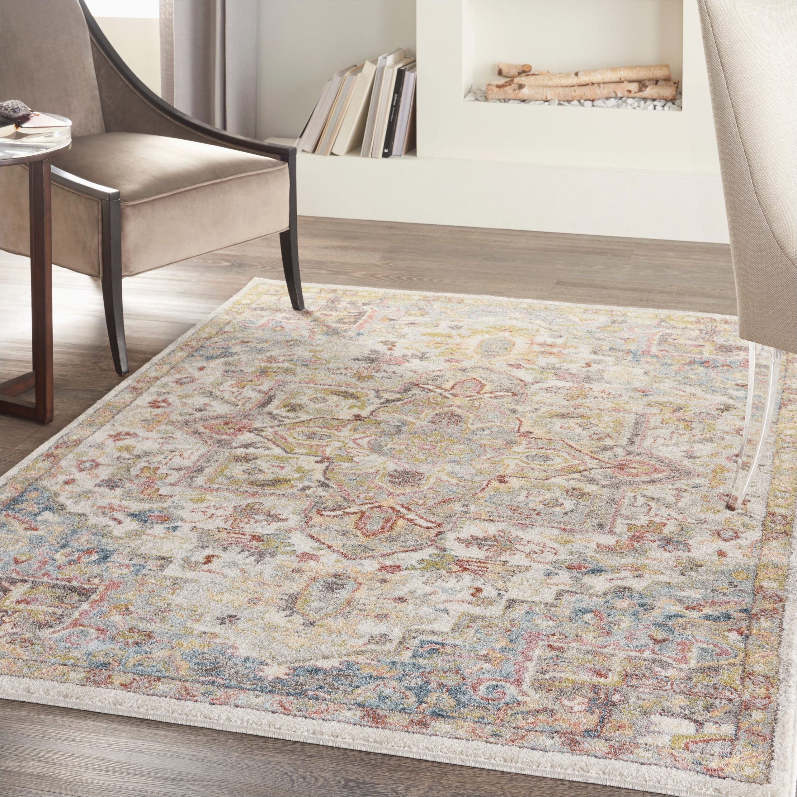 Balderas Gray Gold area Rug Nourison Juniper Persian Farmhouse Medallion Multicolored area Rug …