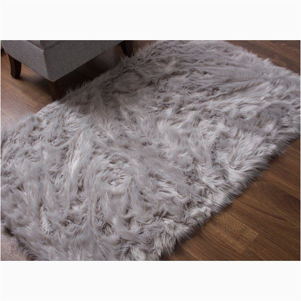 Charlotte Handmade Shag Faux Sheepskin Gray Indoor area Rug Pin On for the Little One
