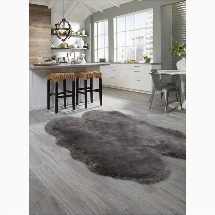 Charlotte Handmade Shag Faux Sheepskin Gray Indoor area Rug Plyler Handmade Sheepskin Faux Sheepskin Grey – Medium Rug