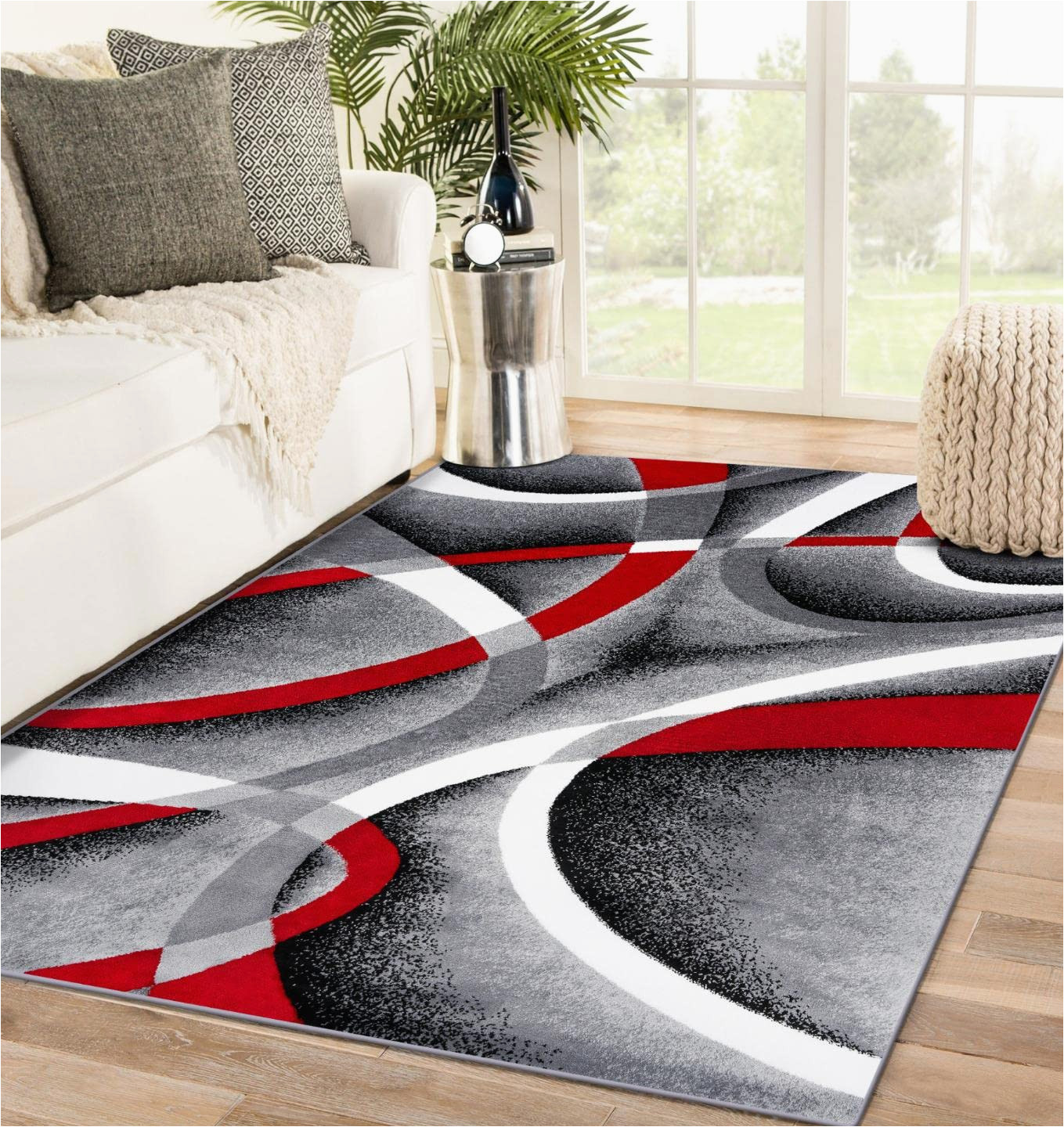 Cherine Modern Gray Red White area Rug Amazon.com: Persian area Rugs 2305 Gray Black Red White 6 X 9 …