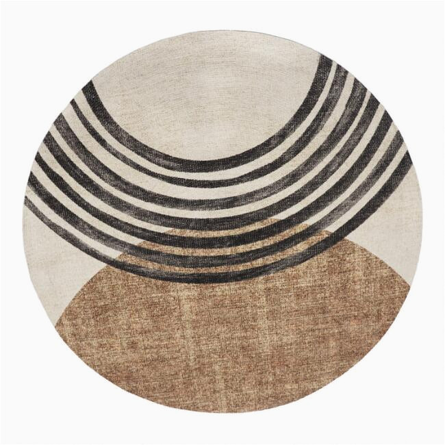 Contemporary area Rugs with Circles Round Black and Brown Modern area Rug