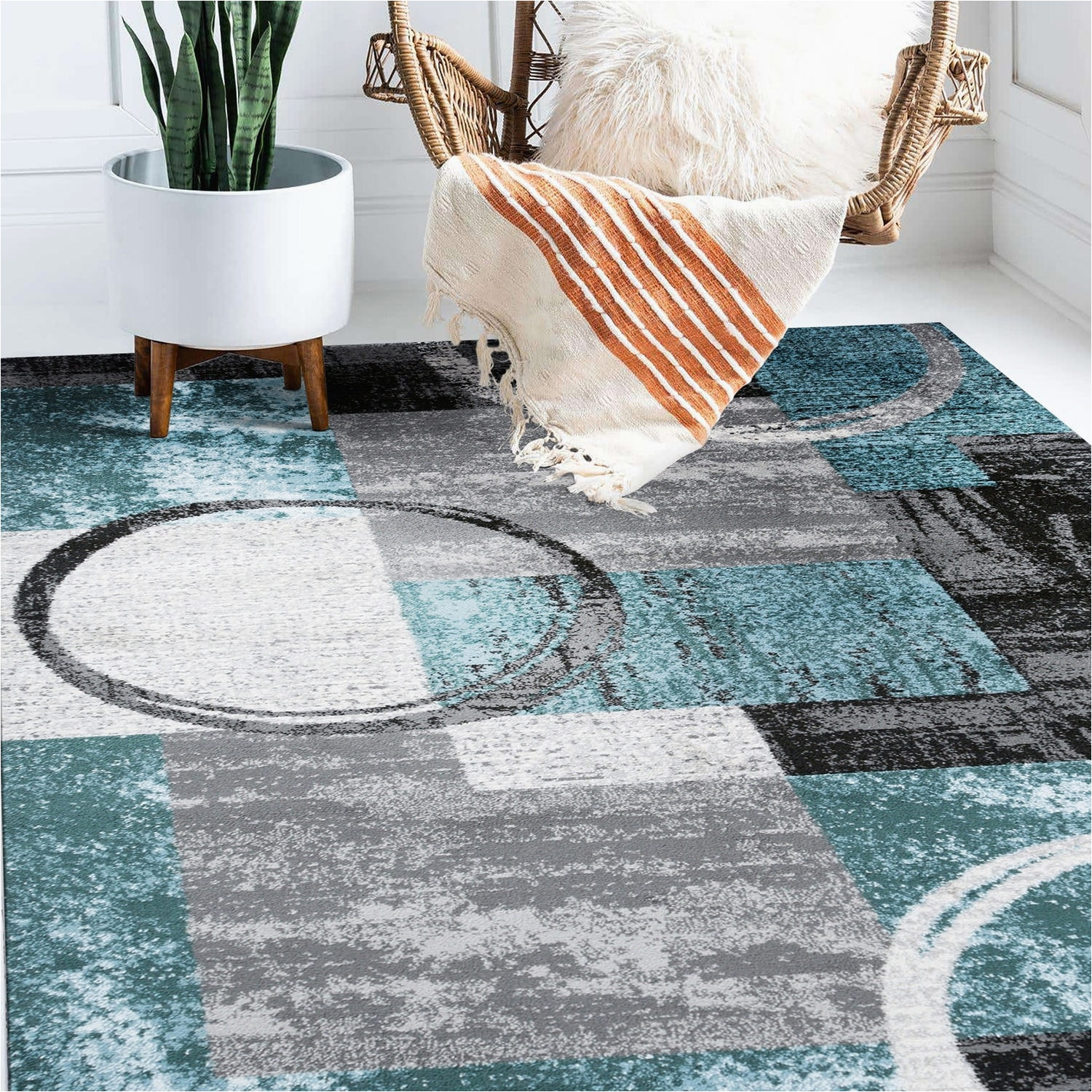 Contemporary area Rugs with Circles World Rug Gallery Abstract Polypropylene Machine-made Circle area …