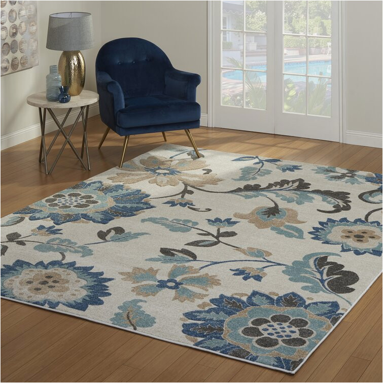Encore Hand Carved area Rugs Kornegay Floral Hand Knotted Tan/blue/brown area Rug