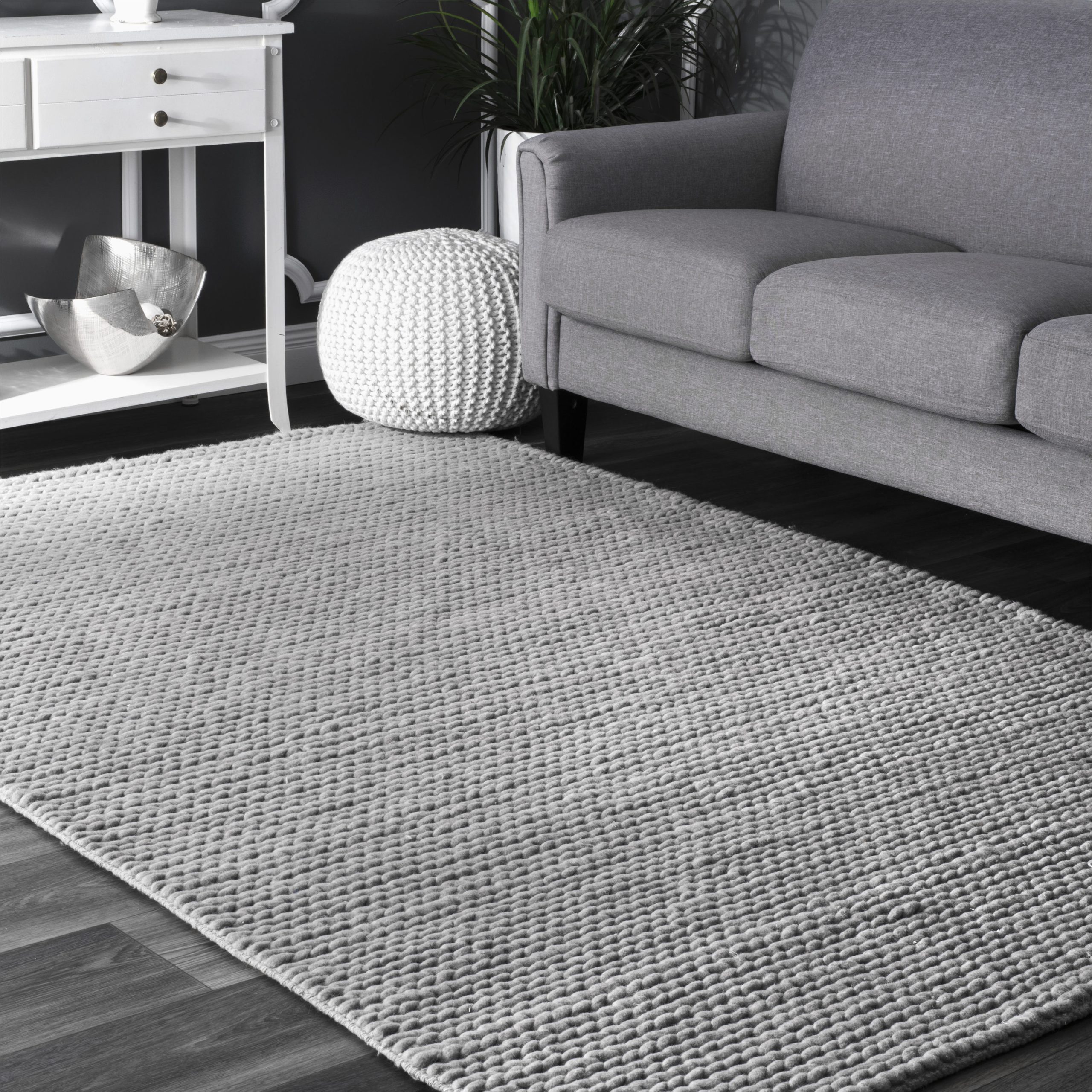 Light Gray area Rug 10×14 Nuloom Cable 10 X 14 Braided Wool Light Gray Indoor solid area Rug …