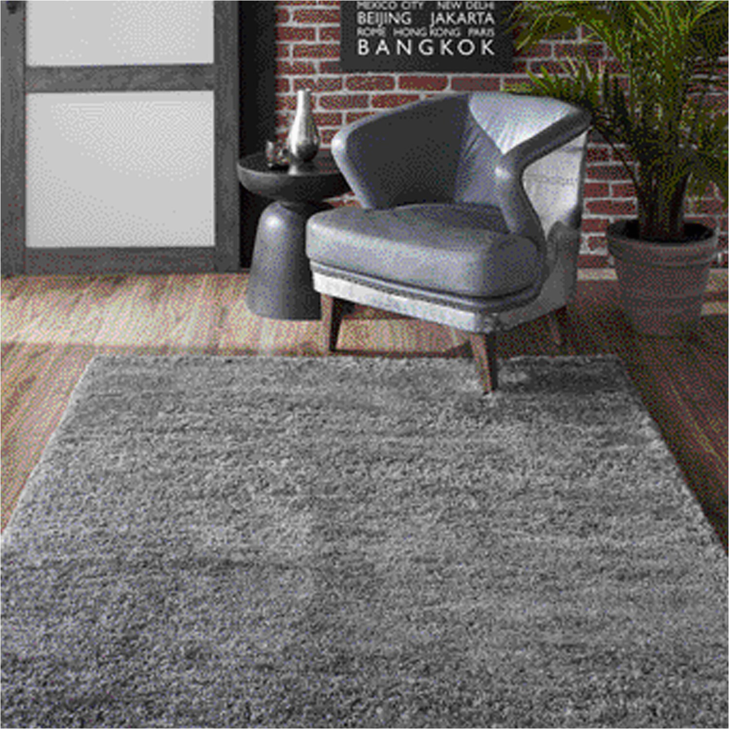 Lilah Graphite Gray area Rug Allen   Roth Olearia 8 X 10 Frieze Gray Indoor solid area Rug
