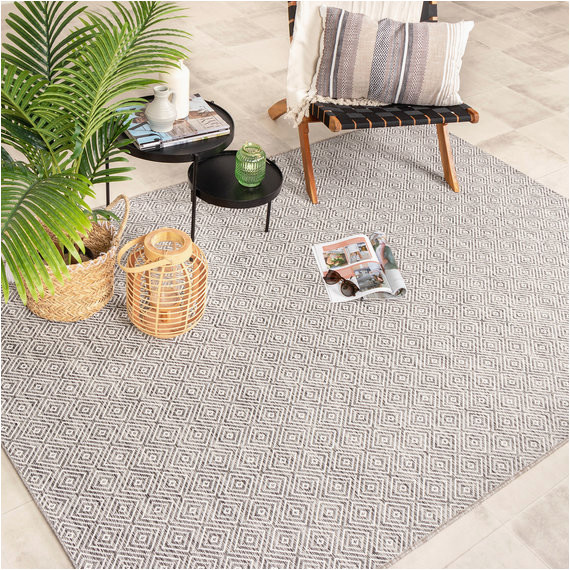 Marcelo Hand Tufted area Rug In- & Outdoor Teppich – Summer Tile Hellgrau