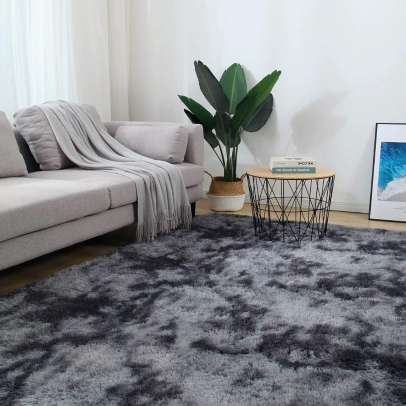 Modern area Rugs 5 X 8 5×8 Dark Grey area Rugs Modern Home Decorate soft Fluffy Carpets for Living Room Bedroom Kids Room Fuzzy Plush Non-slip Floor area Rug Fluffy Indoor …