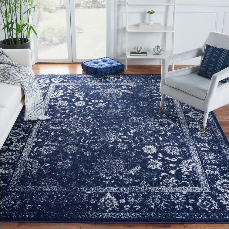 Navy Blue and Ivory area Rug Aira oriental Navy/ivory area Rug