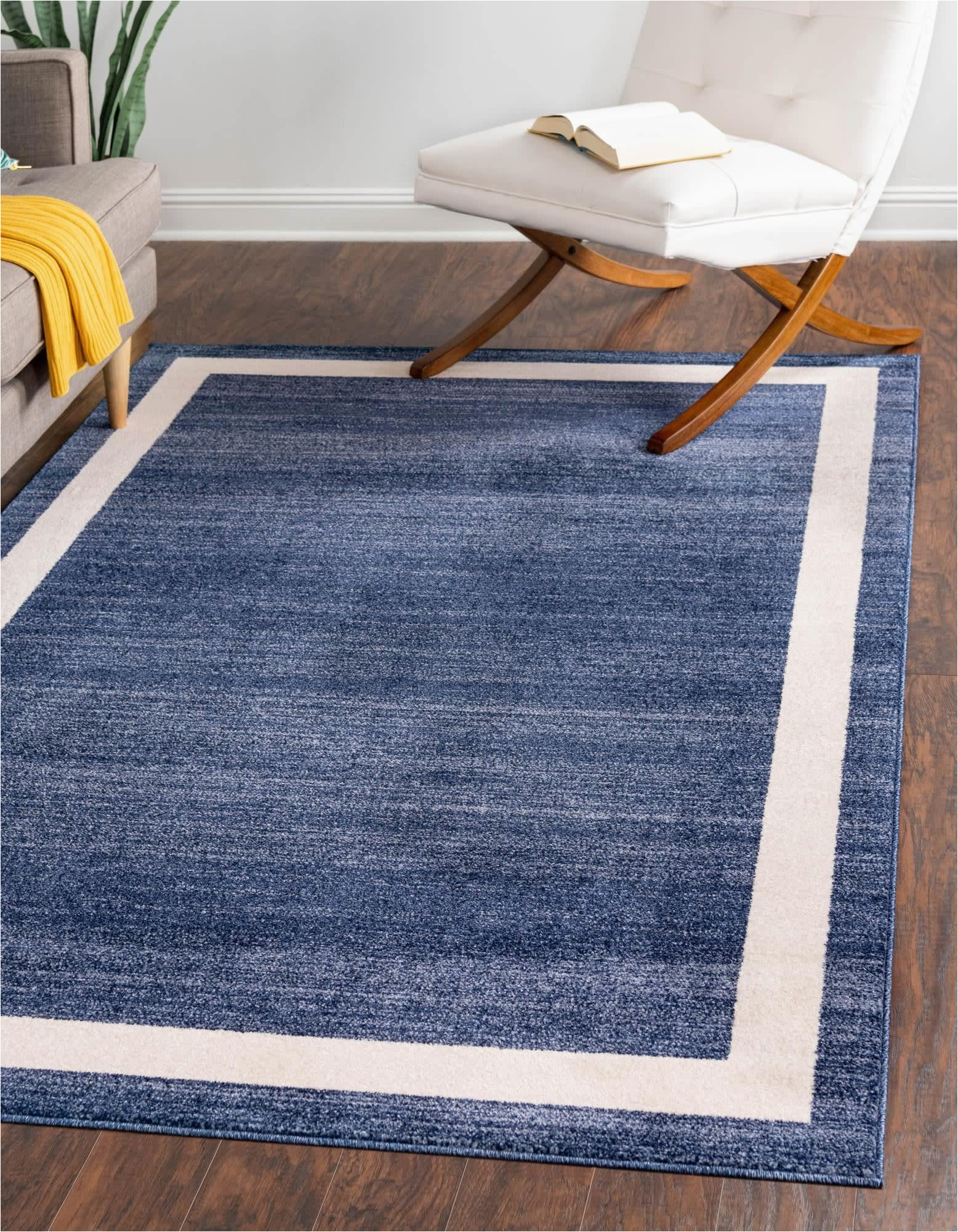 Navy Blue and Ivory area Rug Unique Loom Del Mar Collection area Rug-transitional Inspired with Modern Contemporary Design, Rectangular 3′ 3″ X 5′ 3″, Navy Blue/ivory