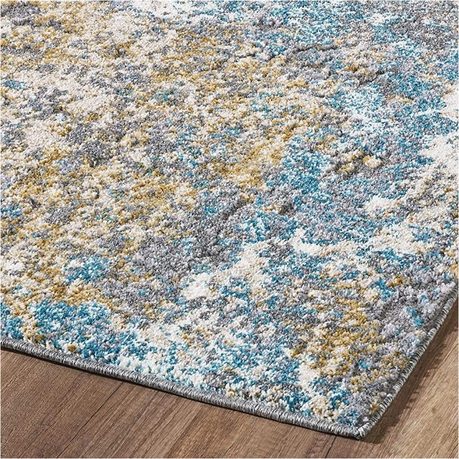 Omie Abstract Modern Turquoise area Rug Luxe Weavers Rug – Persian Rugs 6490 Abstract area Rug – Modern Design, Medium Pile, Turquoise / Size 5 X 7