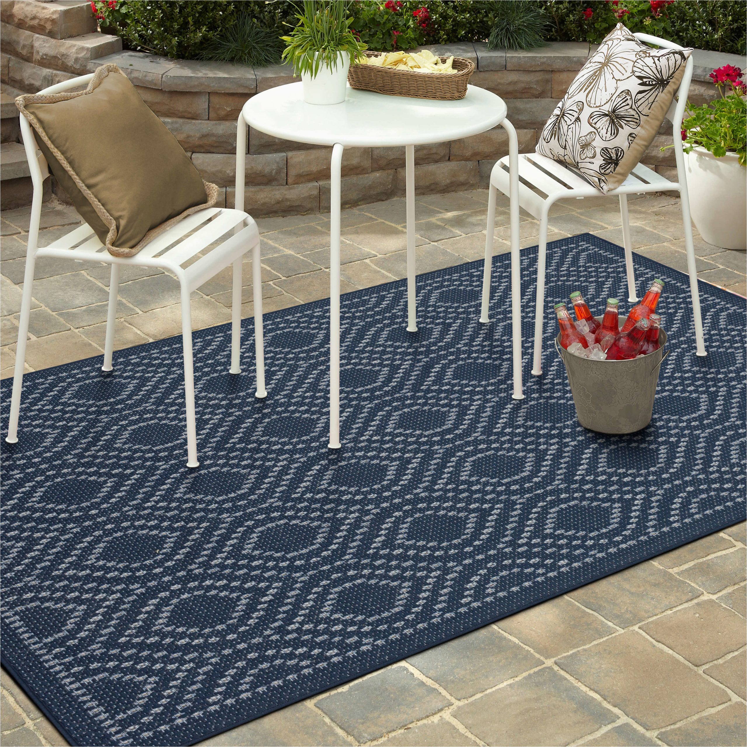 Outdoor area Rugs Near Me Allen   Roth Outdoor 8 X 10 Navy Indoor/outdoor Medallion Bohemian …