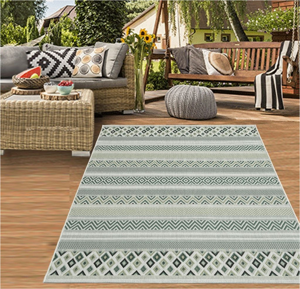 Outdoor area Rugs Near Me In- & Outdoor Teppich Sisal Optik Balkon KÃ¼che Wohnzimmer Terrasse Gestreiftes Zickzack Rauten Diamantenmuster GrÃ¼n Sand GrÃ¶Ãe – 140×200 Cm