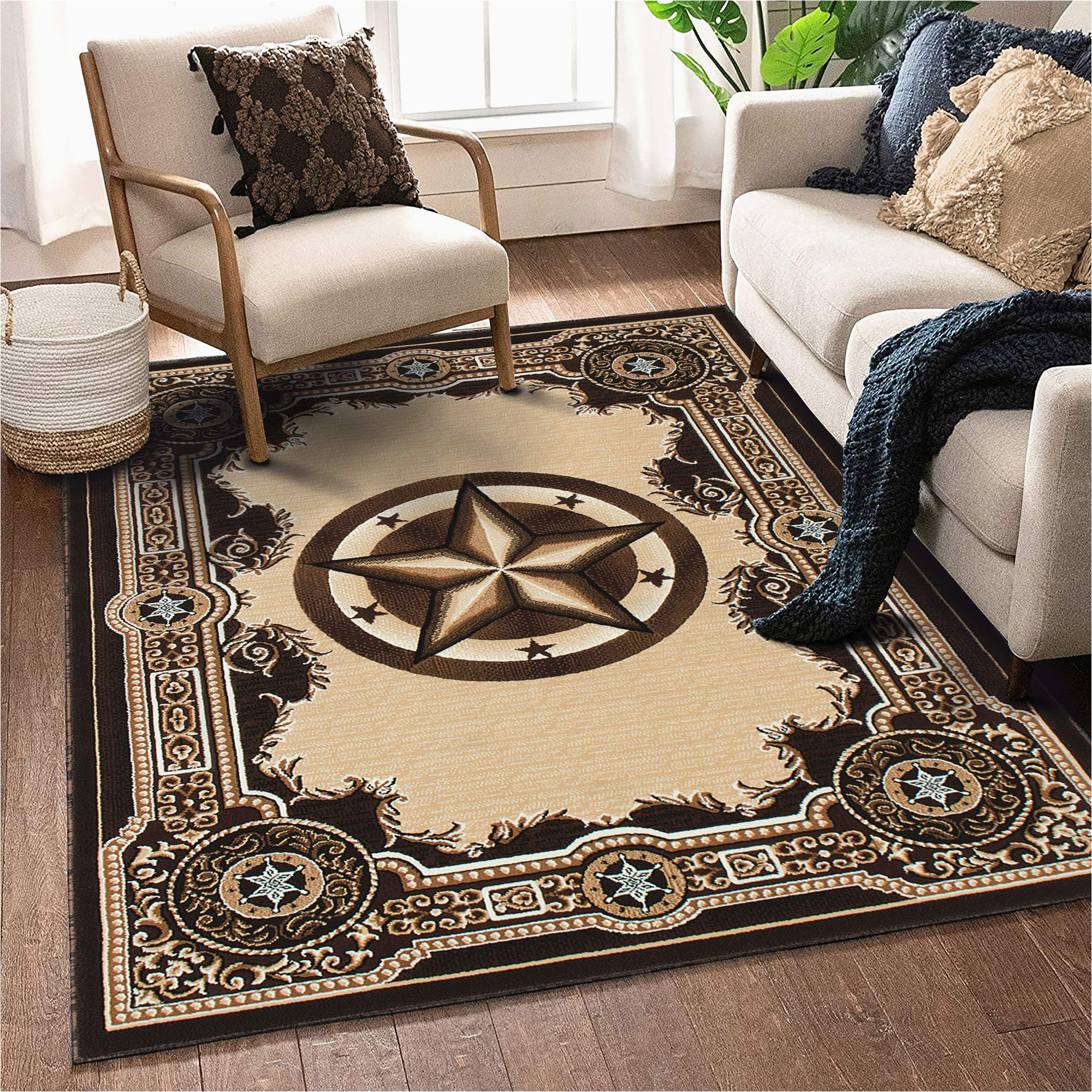 Western themed area Rugs for Sale Amazon.com: Allstar 5×7 Traditional Accent Rug In Berber with …