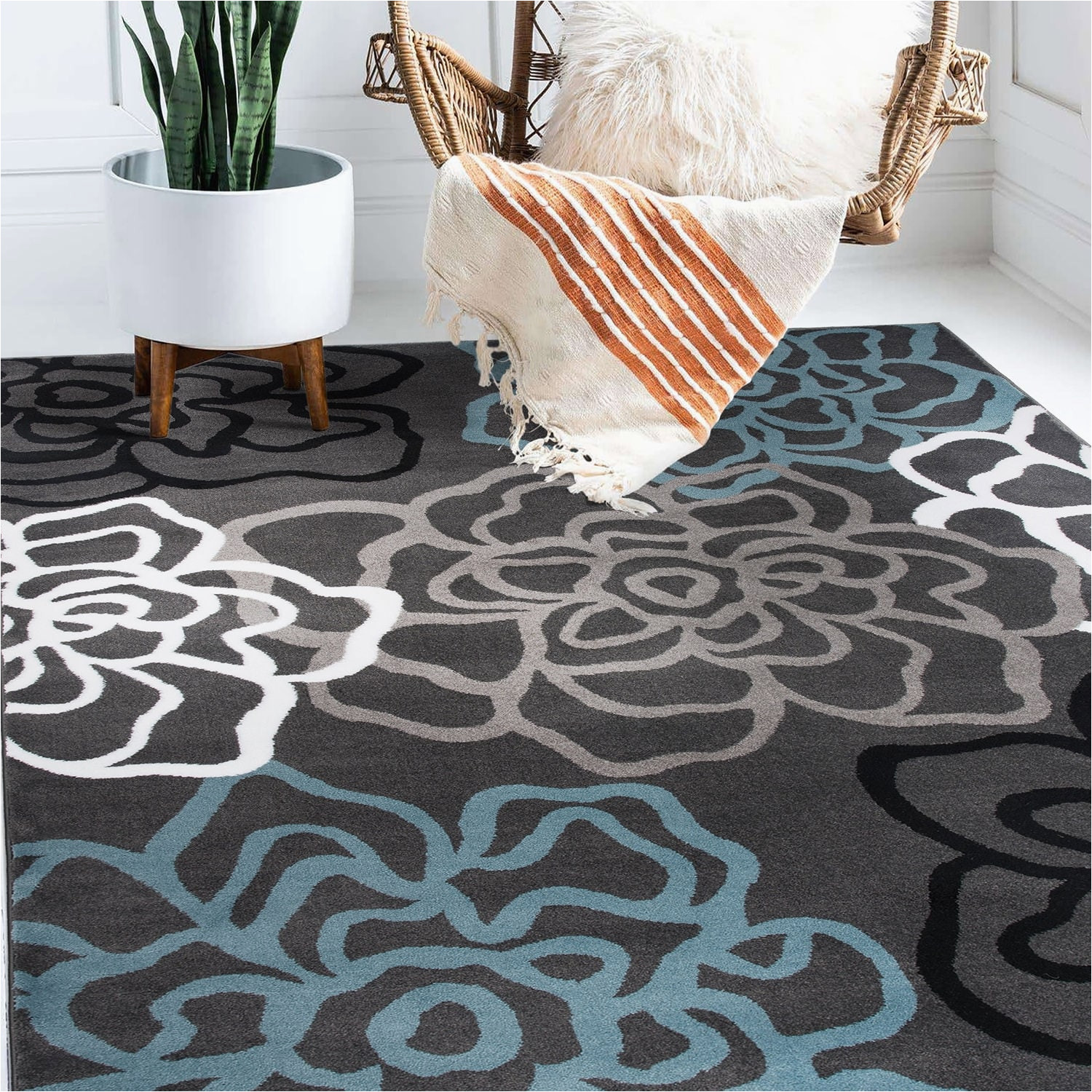 World Rug Gallery Contemporary Modern Floral Flowers area Rug World Rug Gallery Casual Accent Polypropylene Transitional Rug …