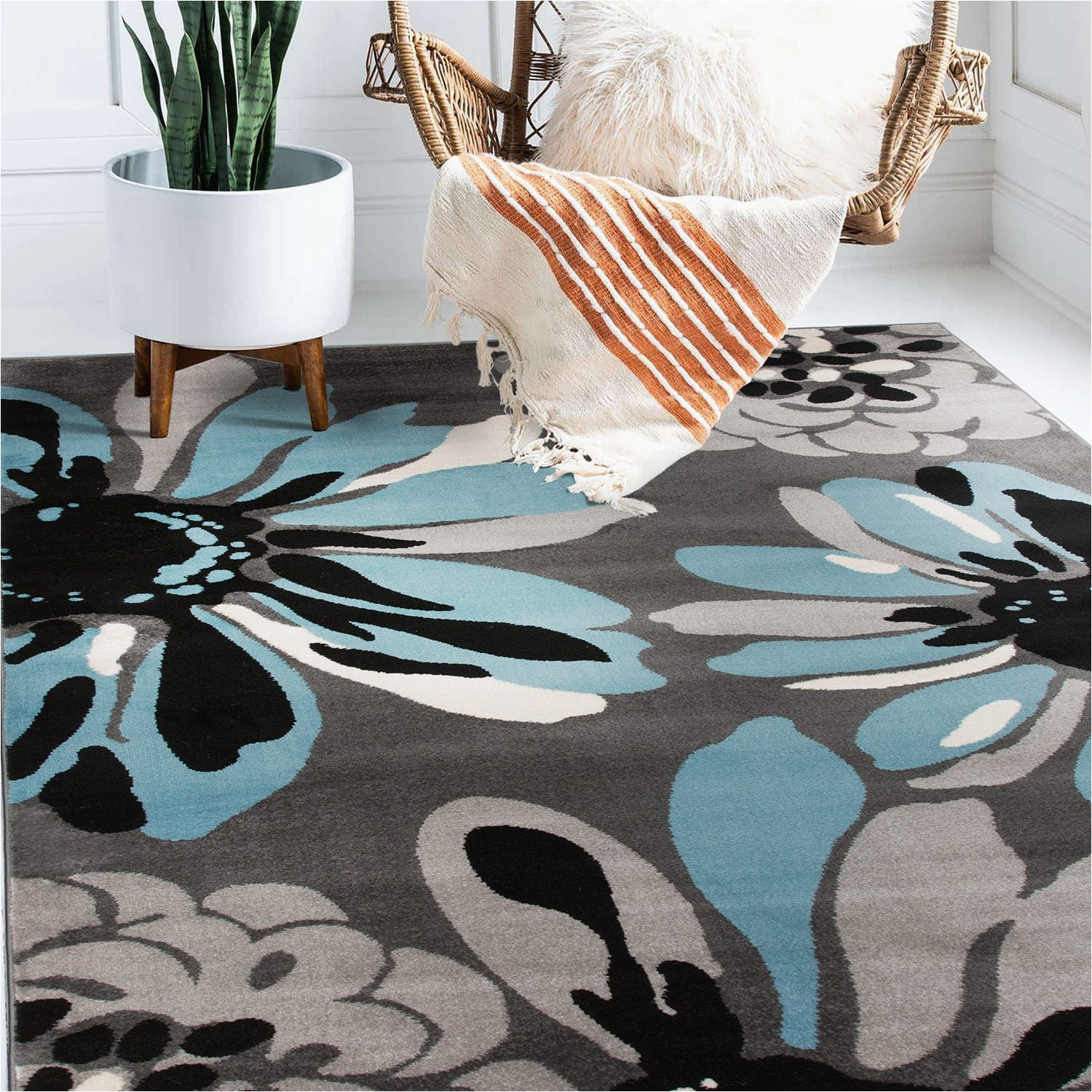 World Rug Gallery Contemporary Modern Floral Flowers area Rug World Rug Gallery Contemporary Modern Flowers area Rug