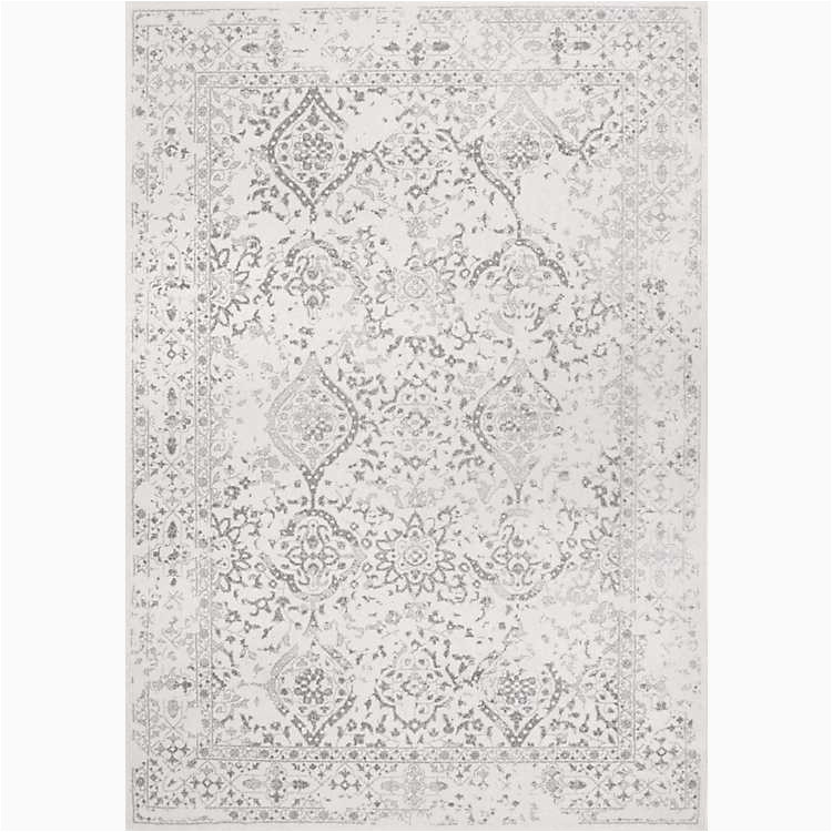 Youati Floral Ivory Gray Cream area Rug Ivory Odell Vintage area Rug, 5×7