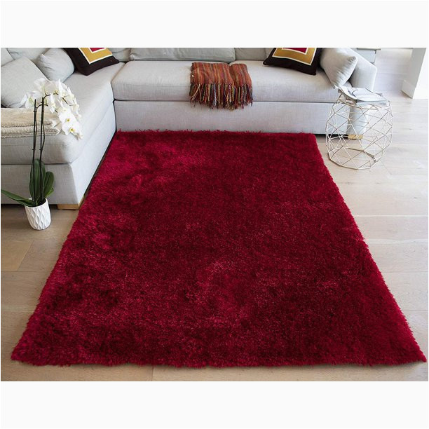 5 X 7 Red area Rug 5×7 Feet Red Color solid Shag area Rug Polyester Indoor