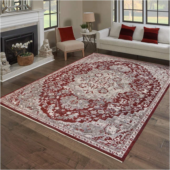 5 X 7 Red area Rug Gertmenian asteria 5 X 7 Red Indoor Medallion area Rug In the Rugs …