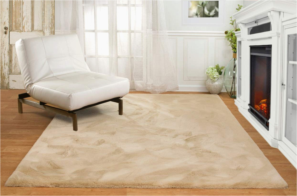 6ft by 8ft area Rug Chesserfeld Machine Washable Ultra soft Faux Fur area Rugs: Camel Faux Rabbit Shag Rug for Bedroom, Dining Room, Living Room & More, 6ft X 8ft 2in