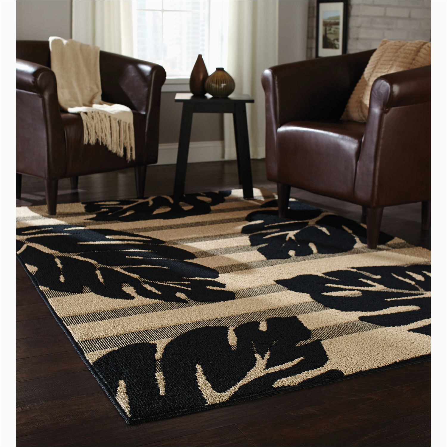 6ft by 8ft area Rug Home Trends area Rug 6 Ft. 6 In. X 8 Ft. 6 In. Black/tan Leaf