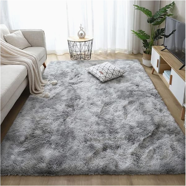 6ft by 8ft area Rug Latepis Plush Shag Light Grey 6 Ft. X 8 Ft. solid Polyester area …