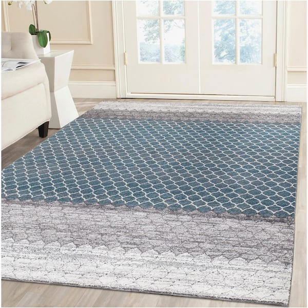 6ft by 8ft area Rug Stylewell Blue Tile Geo 6 Ft. X 8 Ft. area Rug 22766 – the Home Depot