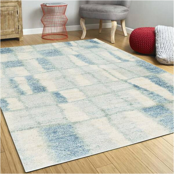 8 X 13 Ft area Rugs Homeroots Bernadette Ivory/blue 8 Ft. X 13 Ft. Rectangle …