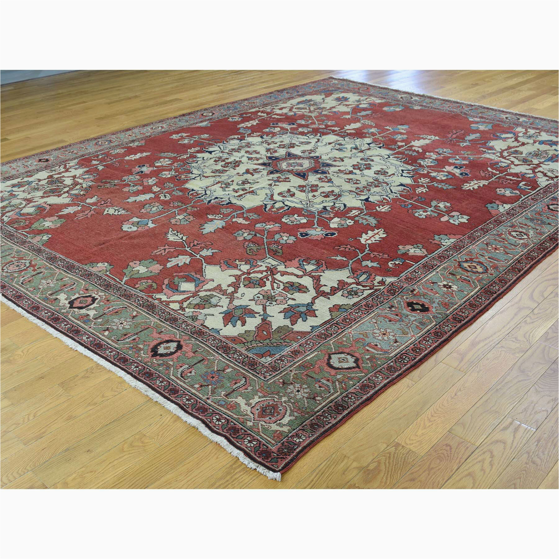 9 X 11 Wool area Rugs One-of-a-kind Ken Hand-knotted 9′ X 11’3″ Wool area Rug In Red/ivory/green
