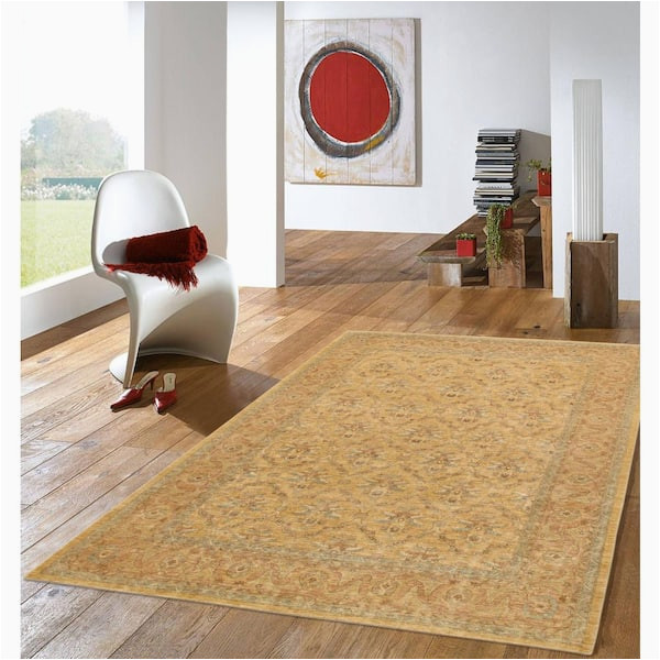 9 X 11 Wool area Rugs Pasargad Home Ferehan Gold/gold 9 Ft. X 11 Ft. oriental Lamb’s …