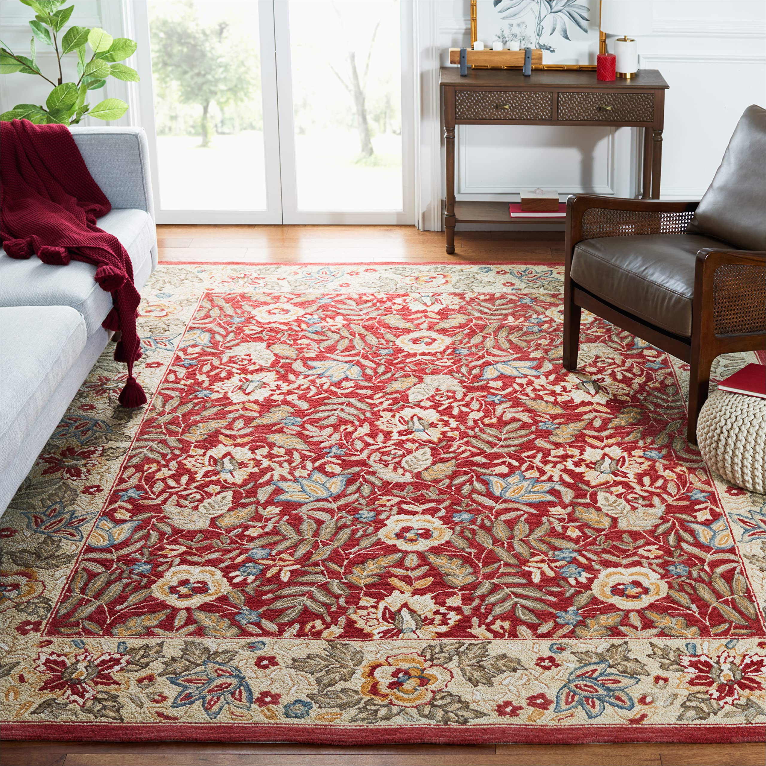9 X 11 Wool area Rugs Safavieh Chelsea Collection 8’9″ X 11’9″ Red / Ivory Hk140c Hand-hooked French Country Wool area Rug
