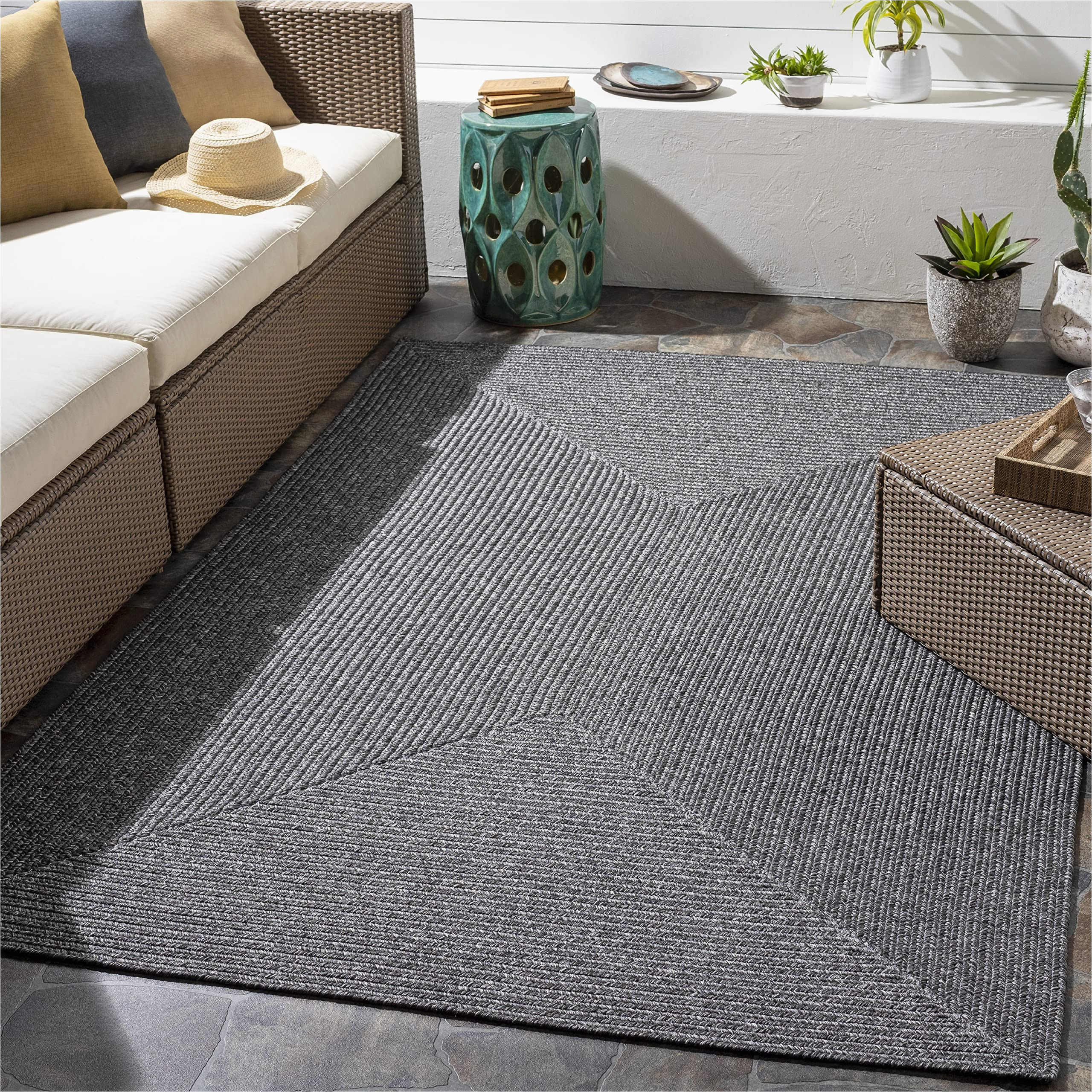 9×12 Indoor Outdoor area Rugs Mark&day area Rugs, 9×12 Cuijk Modern Charcoal Indoor/outdoor area Rug, Charcoal Carpet for Living Room, Bedroom or Kitchen (8’6″ X 11’6″)